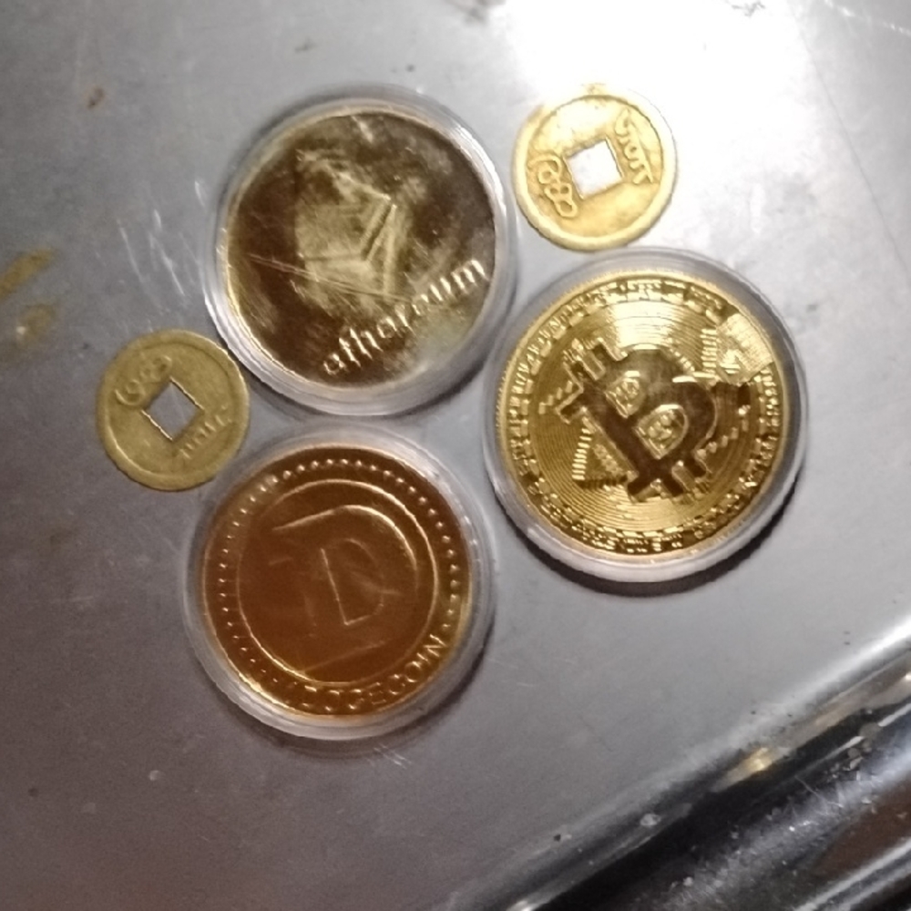 Golden Metal Cryptocurrency Coins
